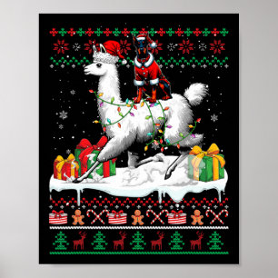 Santa Dobermann Riding Llama jul Sweater Lov Poster