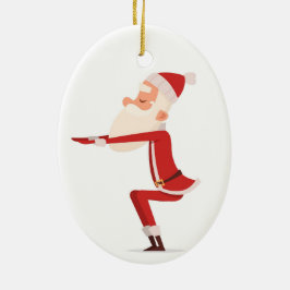 Santa Doing Yoga Julgransprydnad Keramik