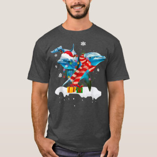 Santa Dolphin Animal jul Ljus Älskare Jesus T Shirt