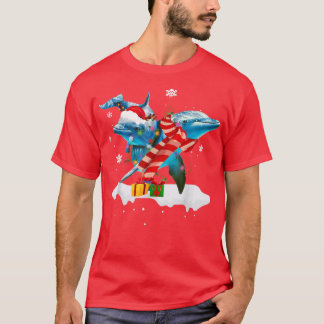Santa Dolphin Animal jul Ljus Älskare Jesus T Shirt