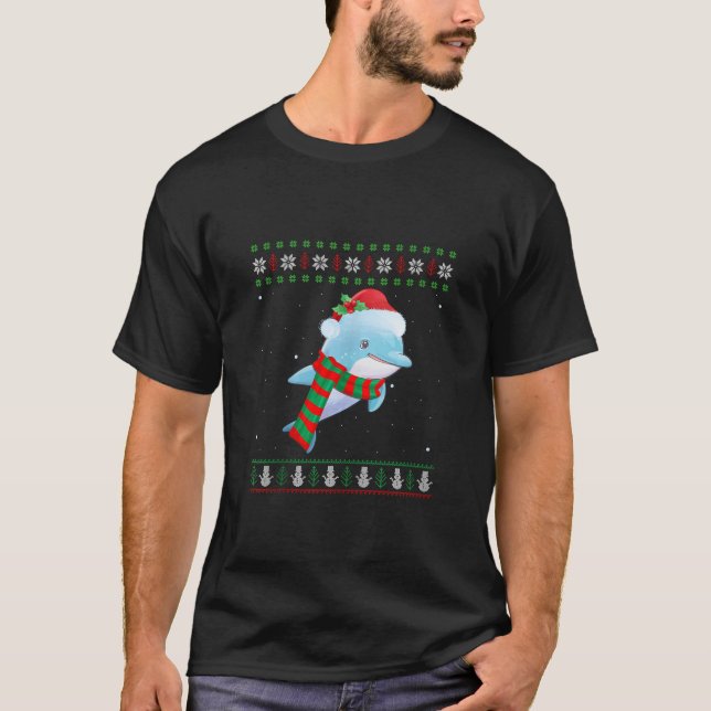 Santa Dolphin Fish Älskare Julafton Dolphin jul Ta T Shirt (Framsida)