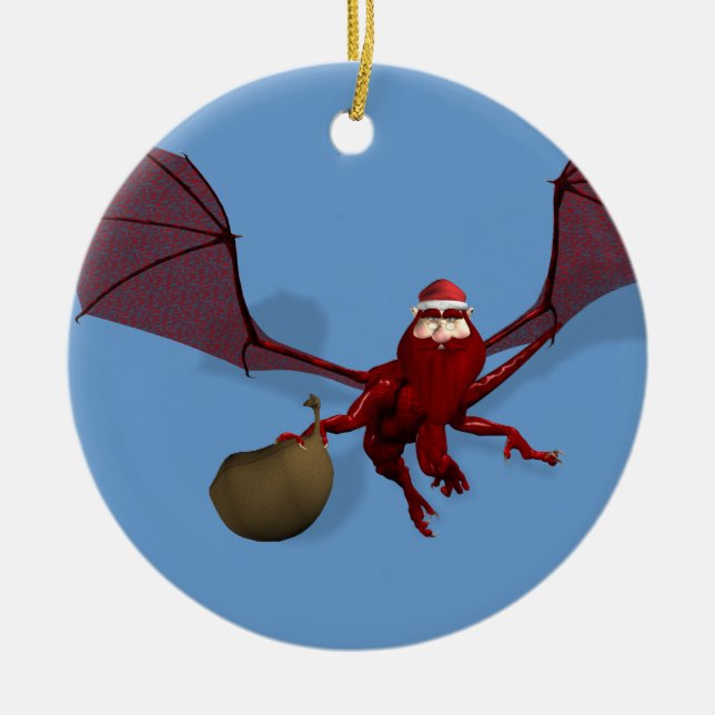 Santa Dragon Julgransprydnad Keramik (Framsidan)