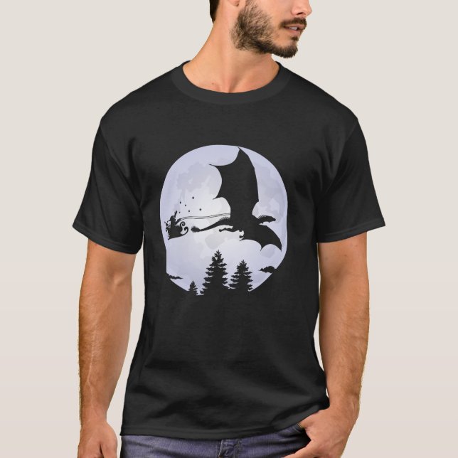 Santa Dragon Sleigh Christmas Santa Dragon Full Mo T Shirt (Framsida)