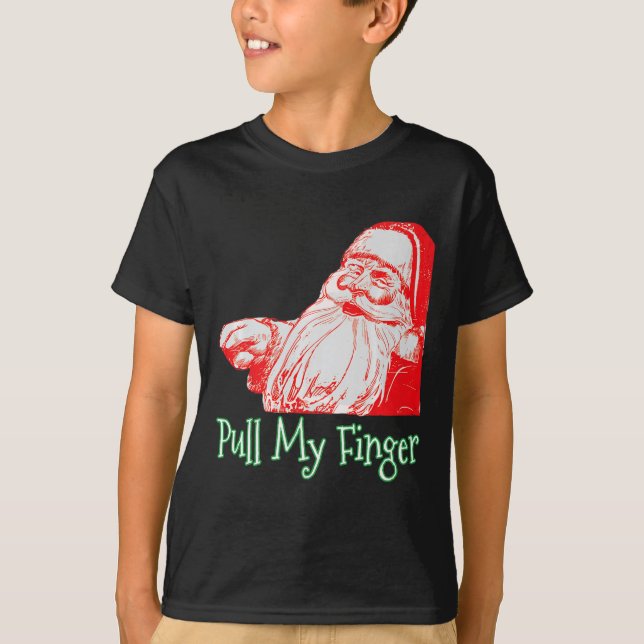 Santa Drate My Finger Funny jul Fart Humor Pr T Shirt (Framsida)