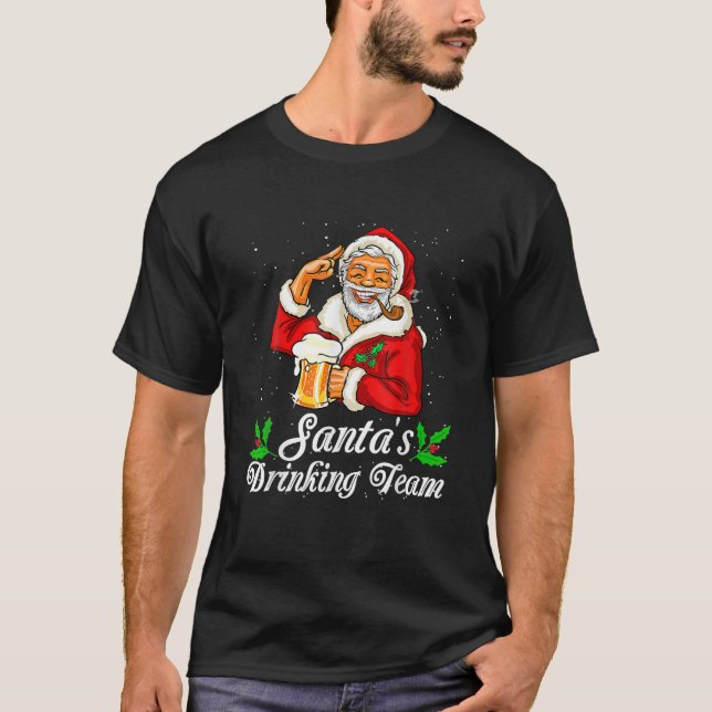 Santa Drinking Team Drinking Beer Beer Drinker Lov T Shirt (Framsida)