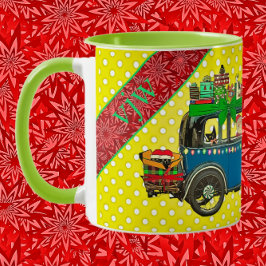 Santa Driving Vintage bil med Cats Glad helg Mugg