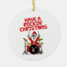 Santa Drums Drummer Musician jul Ornament