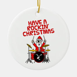 Santa Drums Drummer Musician jul Ornament
