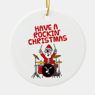 Santa Drums Drummer Musician jul Ornament