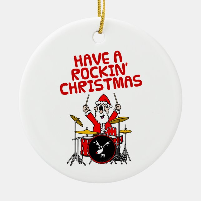 Santa Drums Drummer Musician jul Ornament (Framsidan)