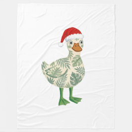 Santa Duck Filten – Tropisk Blad Folklig Konst Fleecefilt