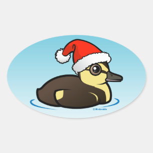 Santa Duckling Ovalt Klistermärke
