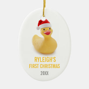 Santa Ducky Babys första julprydnad Julgransprydnad Keramik