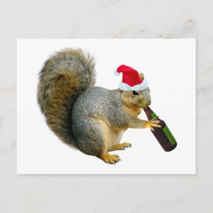 Santa ekorre som dricker öl helg vykort