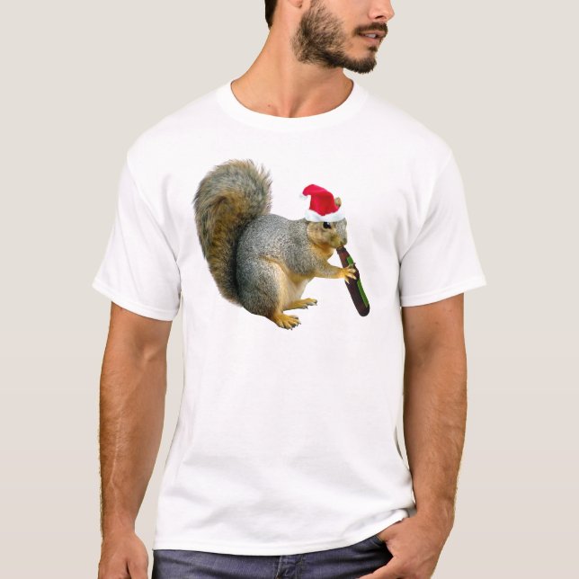 Santa ekorre som dricker öl tröja (Framsida)