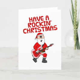 Santa Electric Guitar Guitarist-julkort Tack Kort