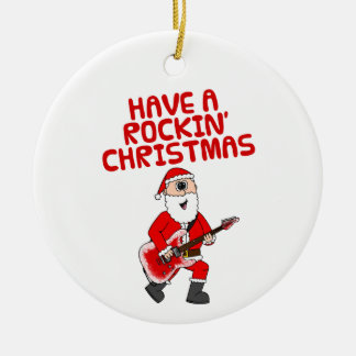 Santa Electric Guitar Guitarist-julprydnad Julgransprydnad Keramik