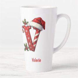 Santa elegant Monogram initial V merry Christmas