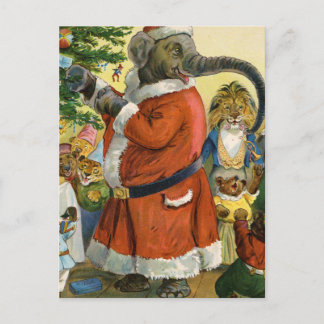 Santa Elephant Celebrates och en djurjul Helg Vykort
