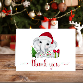 Santa Elephant Christmas Baby Boy Shower Tack Kort