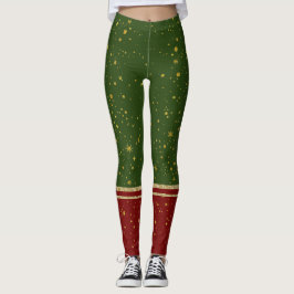 Santa Elf Red och Grönt jul Leggings