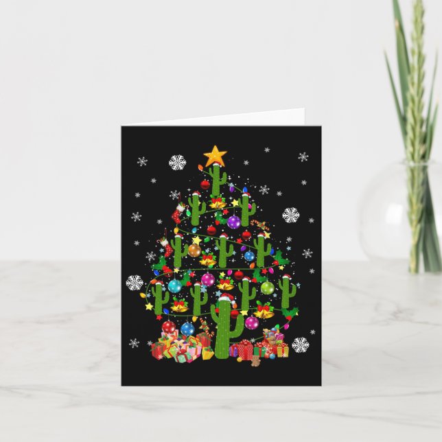 Santa Elf Reindeer Cactus Julafton Träd Light Cact Kort (Framsida)