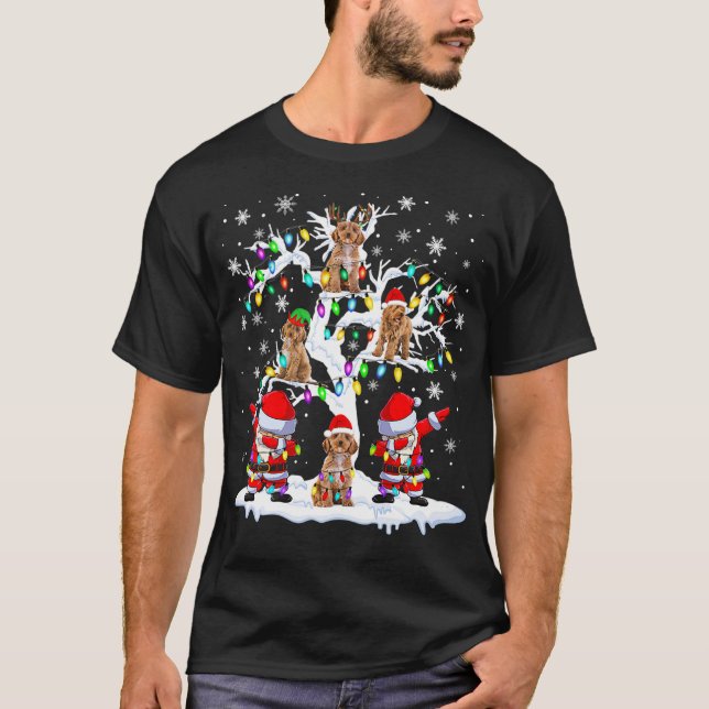 Santa ELF Reindeer Cockapoo på Julgran Sant T Shirt (Framsida)