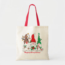 Santa Elf Reindeer Gnome jul Tote Bag