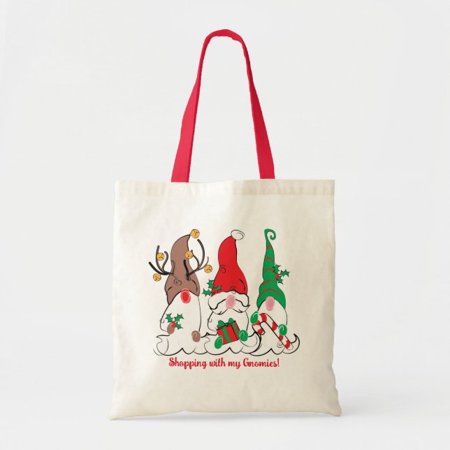 Santa Elf Reindeer Gnome jul Tote Bag Tygkasse (Framsidan)