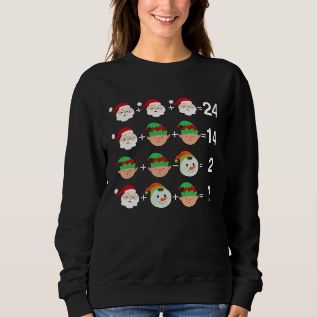 Santa Elf Snowman Equation Math Teacher Christmas T Shirt (Framsida)