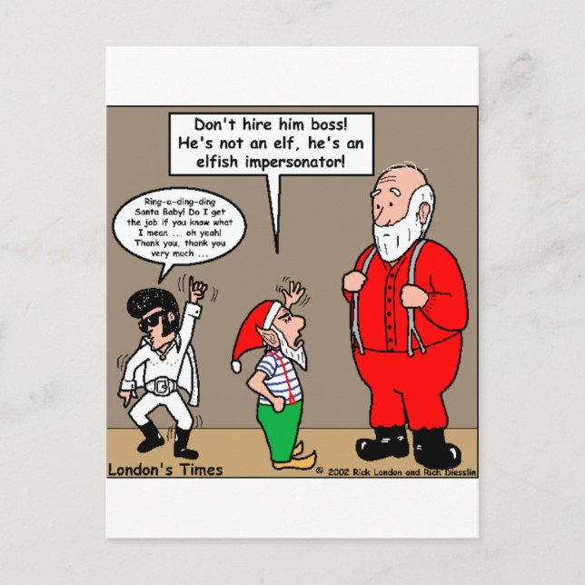 Santa & Elves Impersonator Funny Gifts & Tees Helg Vykort (Framsida)