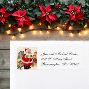 Santa & Elves Personalize Returadress Etikett