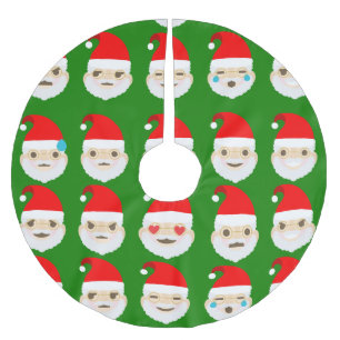 Santa emoji emoticons träd skirt julgransmatta borstad polyester