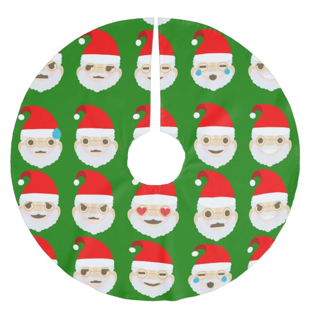 Santa emoji emoticons träd skirt julgransmatta borstad polyester (Framsidan)