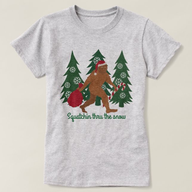 Santa en Squatch jul Squatchin till och med snön Tröja (Design framsida)