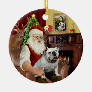 Santa-Engelsk Bulldog Julgransprydnad Keramik