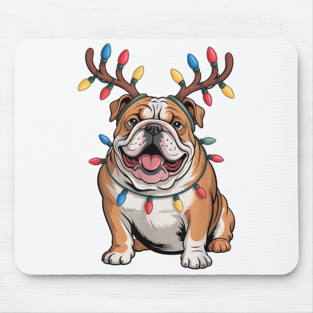 Santa English Bulldog Reindeer Light Christmas  Musmatta (Framsidan)