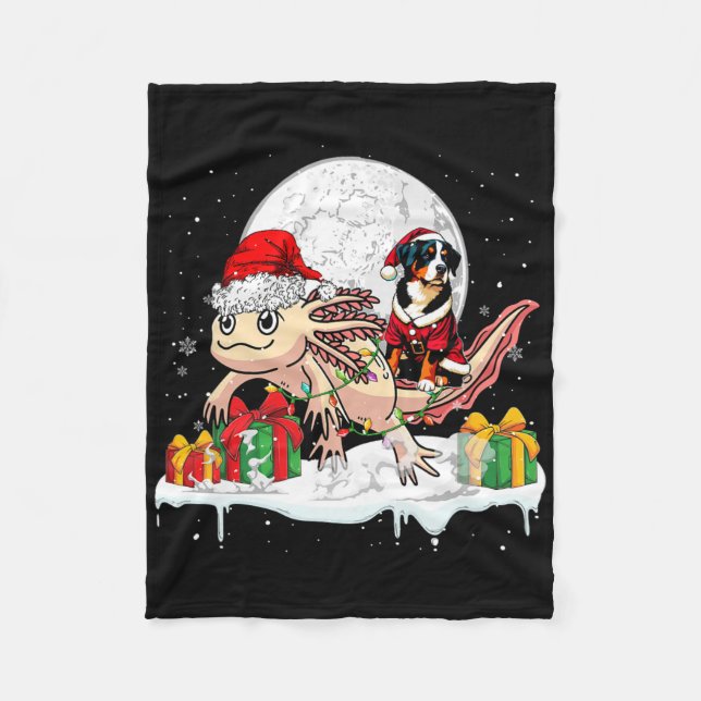 Santa Entlebucher Mountain Riding Axolotl Christma Fleecefilt (Framsidan)