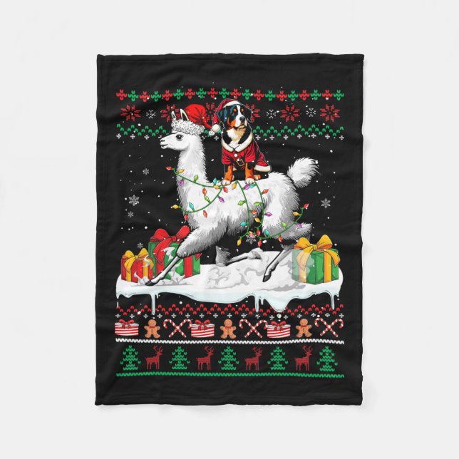 Santa Entlebucher Mountain Riding Llama jul Fleecefilt (Framsidan)