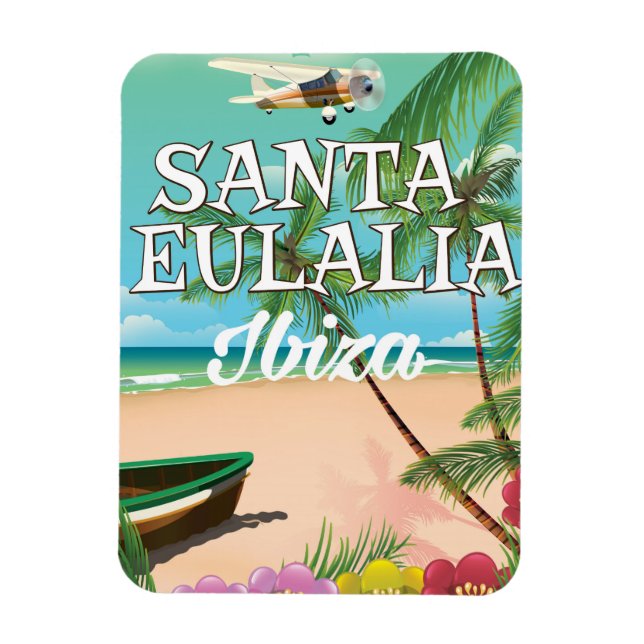 Santa Eulalia Ibiza vintage reseaffisch Magnet (Vertikal)
