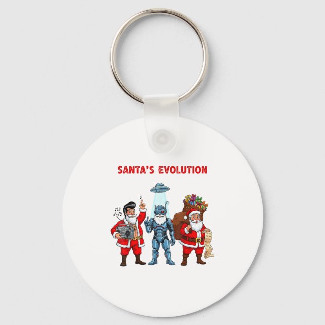 Santa Evolution Robot Clic Future Funny Christmas  Nyckelring (Framsida)