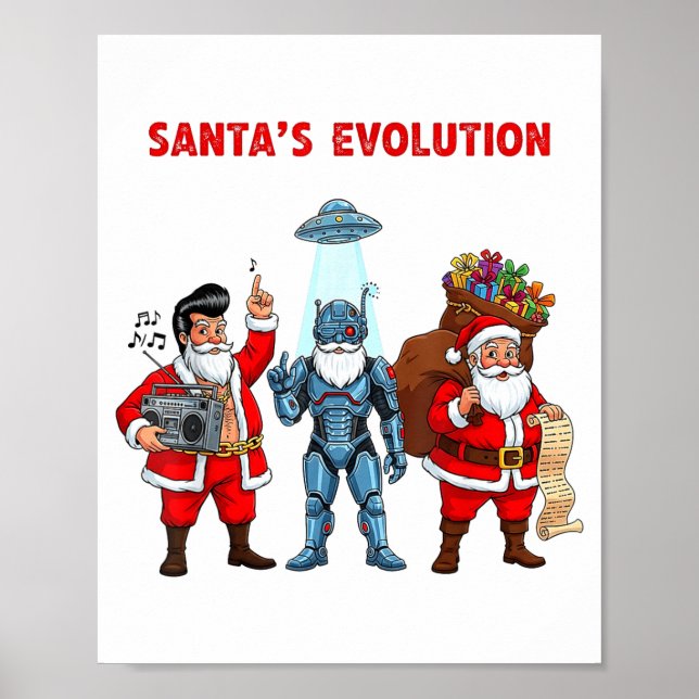 Santa Evolution Robot Clic Future Funny Christmas  Poster (Framsidan)