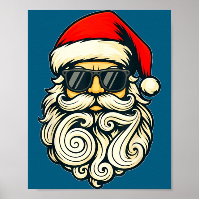 Santa Face Retro Sungles 6 7 Christmas 67 Santa Si Poster (Framsidan)
