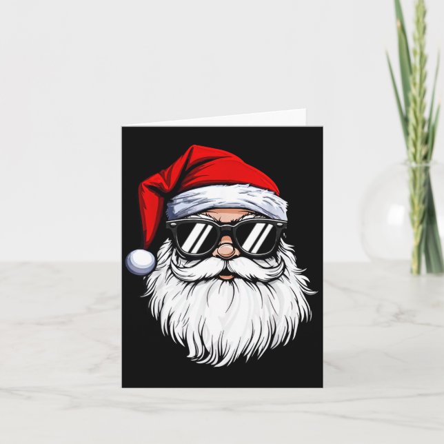 Santa Face Retro Sungles Christmas Shirts For Mens Kort (Framsida)
