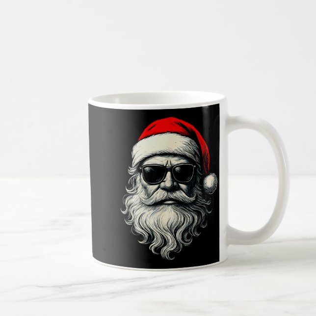 Santa Face Retro Sungles Funny Christmas Pajama Me Kaffemugg (Höger)