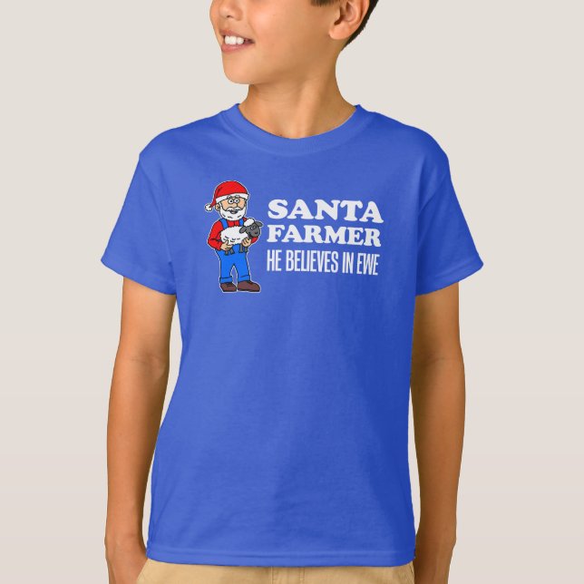 Santa Farmer Tro i Ewe Pun T Shirt (Framsida)