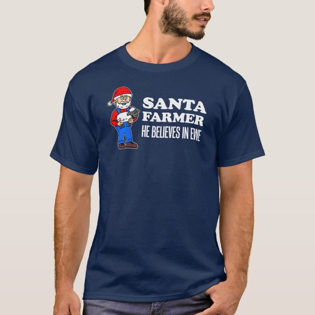 Santa Farmer Tro i Ewe Pun T Shirt (Framsida)