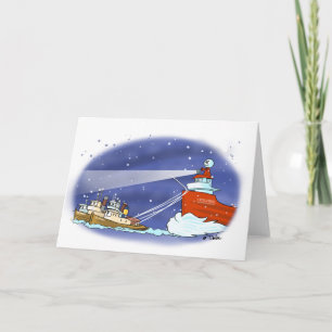 Santa fartygkort helgkort