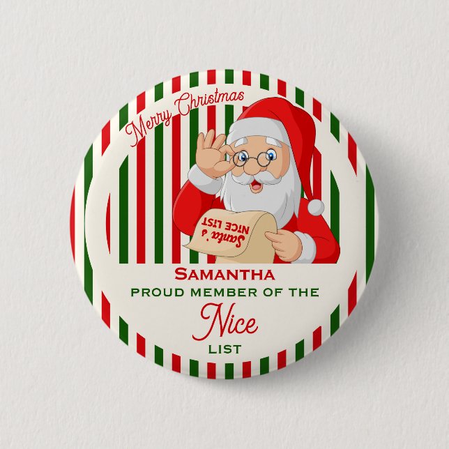 Santa Father Christmas Nice List Proud Member Knapp (Framsida)