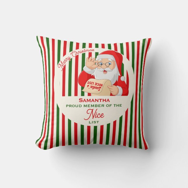 Santa Father Christmas Nice List Proud Member Kudde (Framsida)